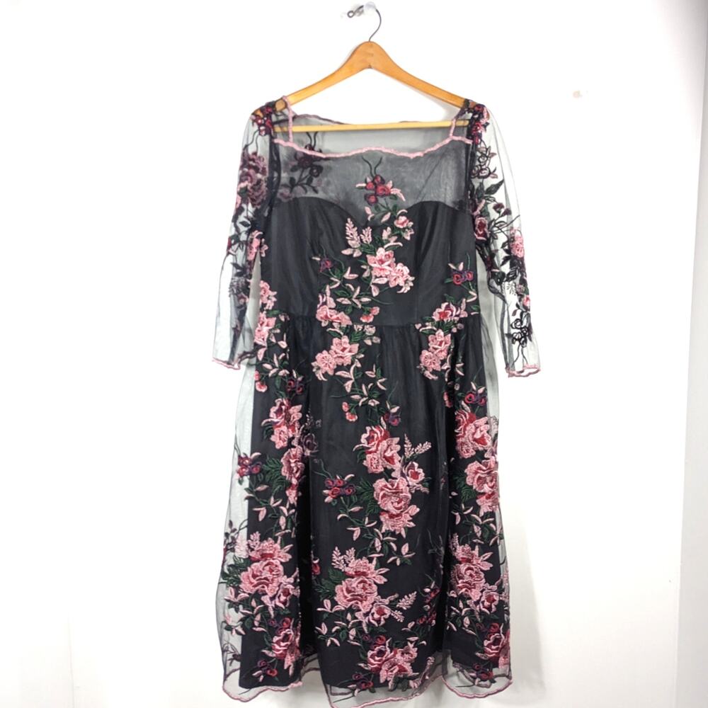 Chi Chi London Maternity Dress Women's Size 10 Embroidered Sheer
